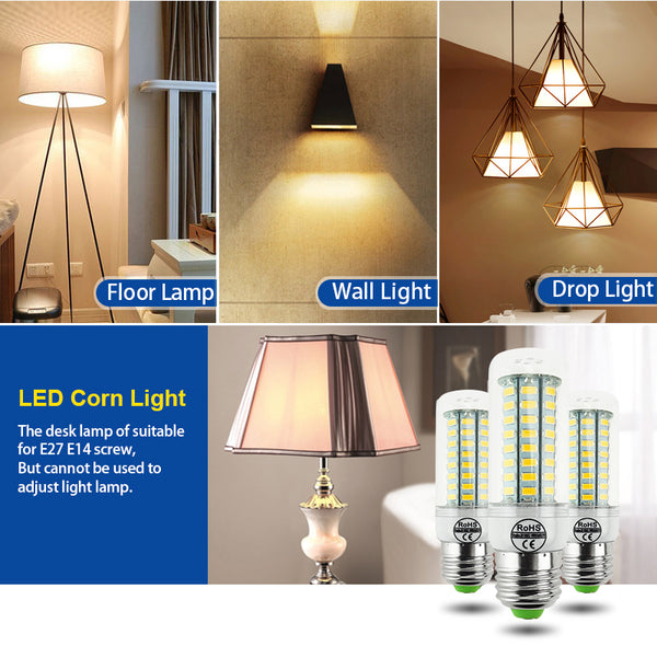 LED lamp Bulb E27 E14 Candle Light Bombillas 220V SMD 5730 Home Decoration Lamp for Chandelier Spotlight 24 36 48 56 69 106LEDs