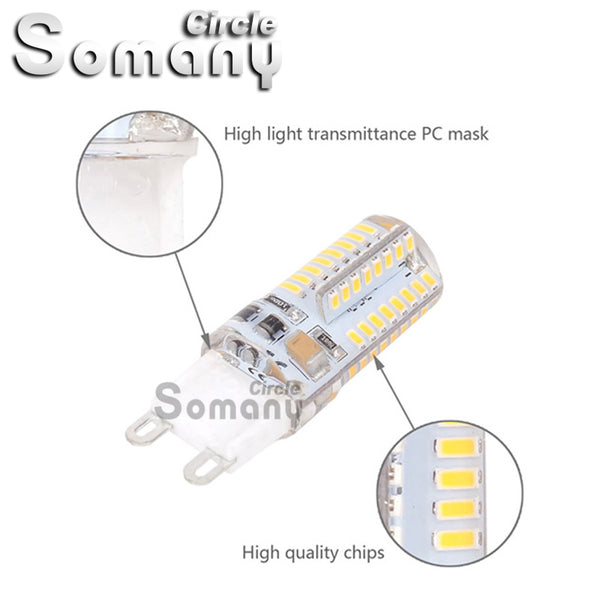 Mini G9 LED Bulb AC 220V 7W 9W 10W 11W 48-104 LEDs 360 Degrees Silicone Body Spotlight G9 Chandelier Light Replace Halogen Lamp